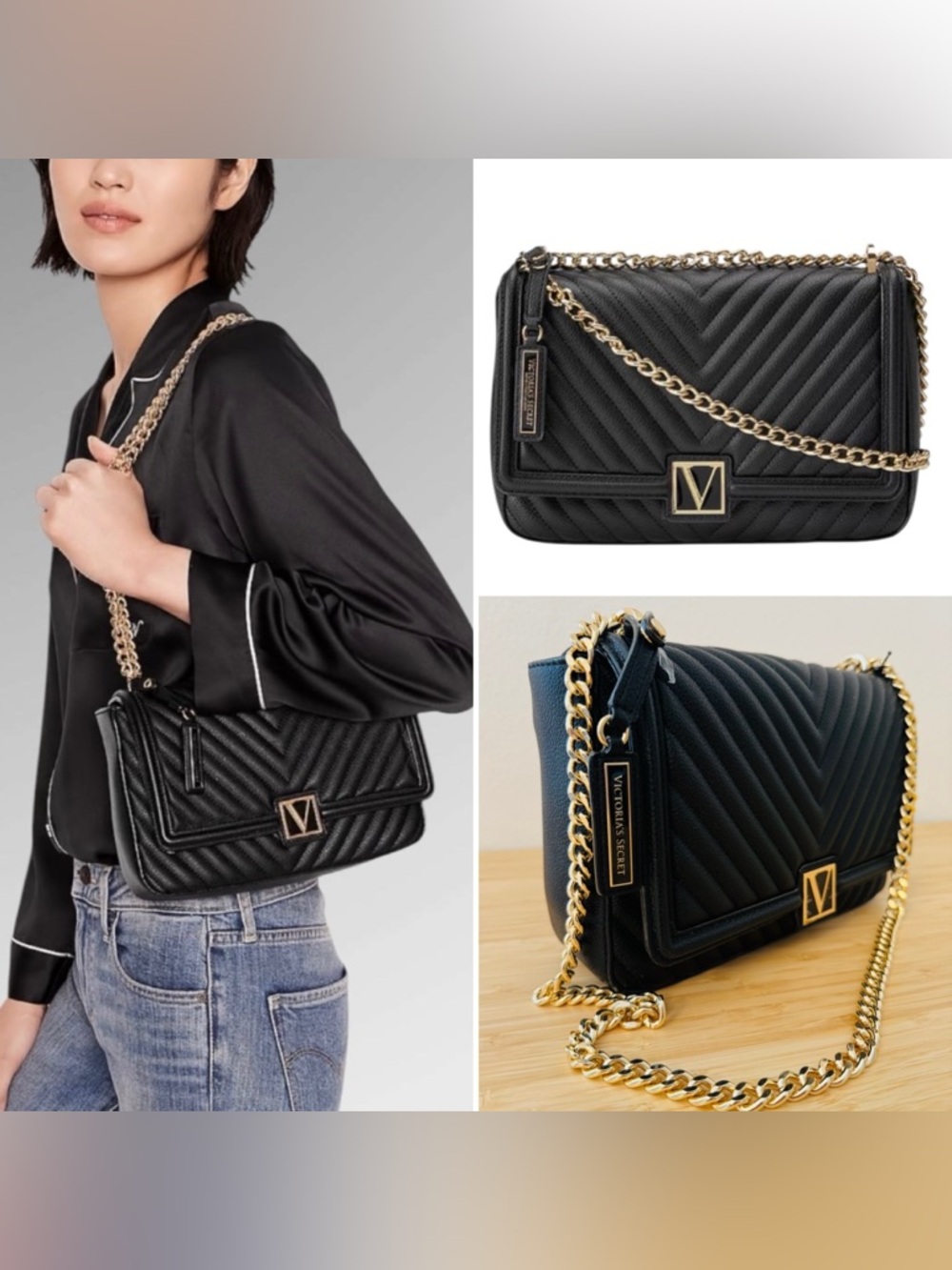 Victoria’s Secret Crossbody Bag & Pocket Mirror Medium Black